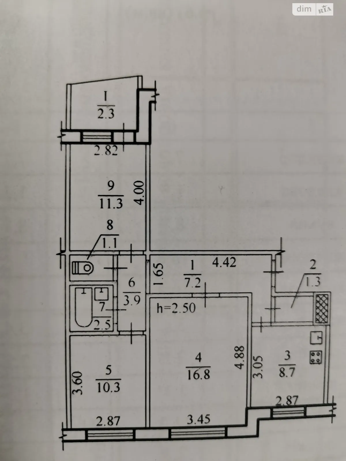 Продается 3-комнатная квартира 64.9 кв. м в Днепре, цена: 42000 $