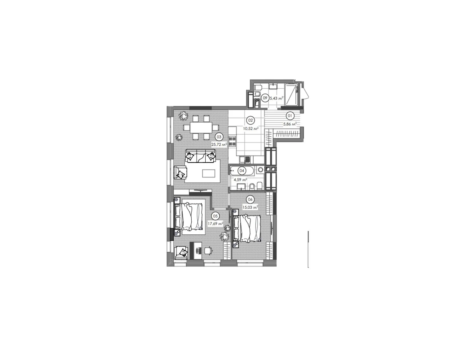 Продается 3-комнатная квартира 85.3 кв. м в Киеве, ул. Дегтяревская, 17-19 - фото 1