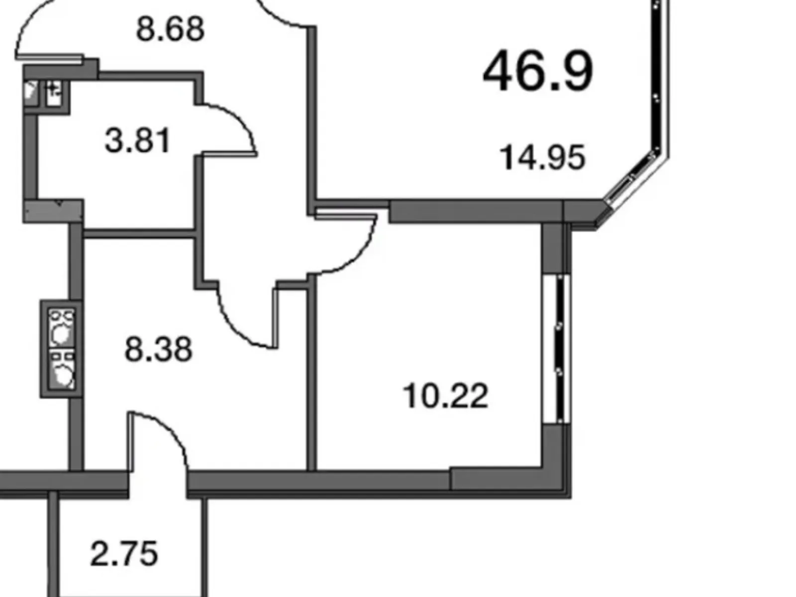 Продается 2-комнатная квартира 47 кв. м в Иличанкае, цена: 34000 $