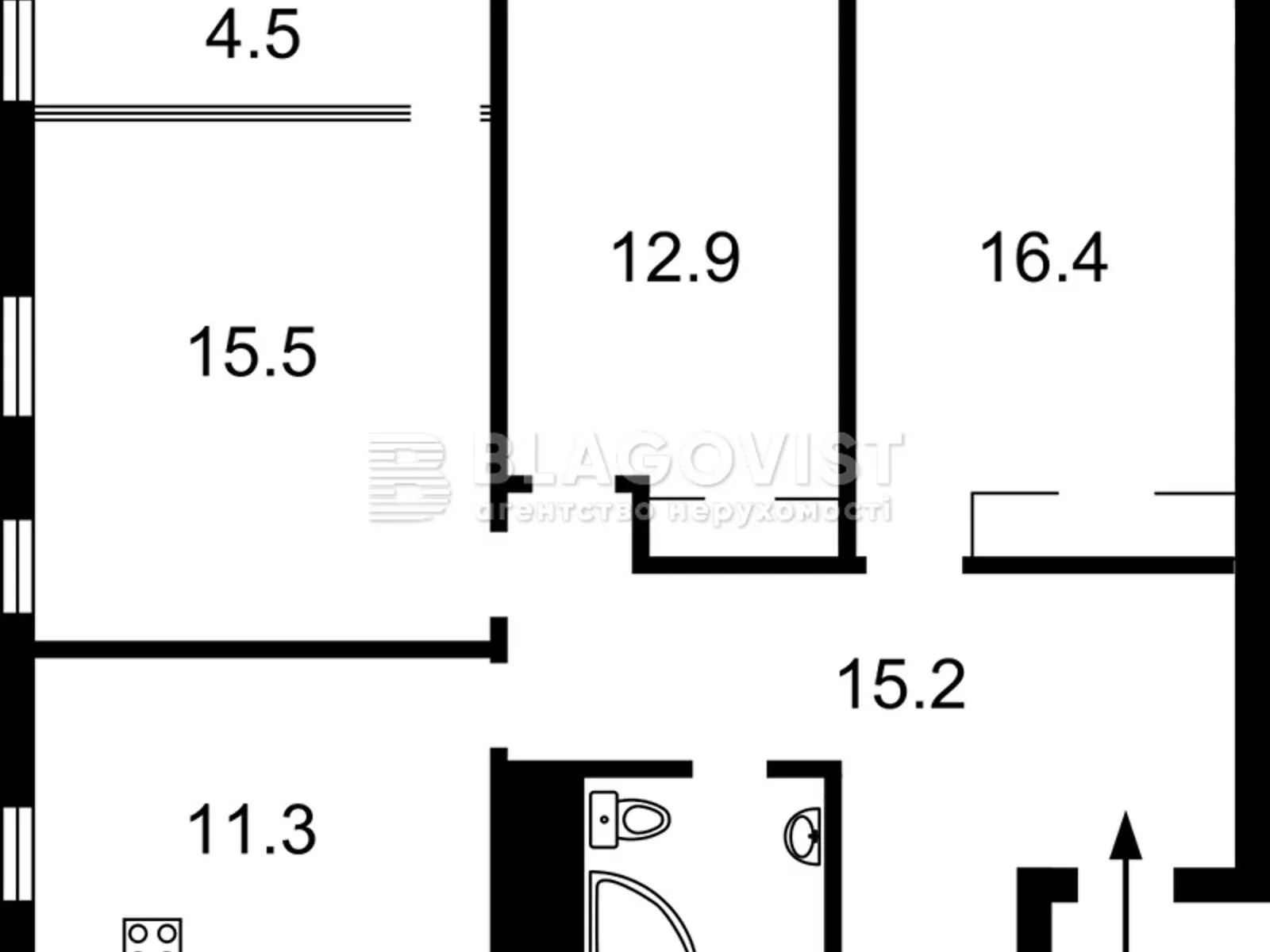 Продается 3-комнатная квартира 79 кв. м в Киеве, просп. Науки, 58В