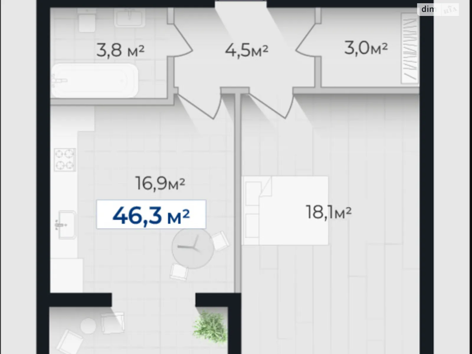 Продается 1-комнатная квартира 46.3 кв. м в Ивано-Франковске, ул. Молодежная