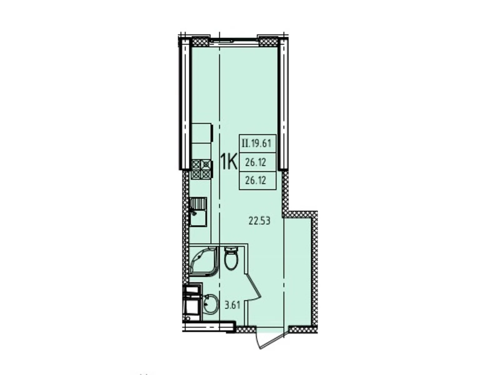 Продается 1-комнатная квартира 26.12 кв. м в Одессе, ул. Генуэзская, 1/1 - фото 1