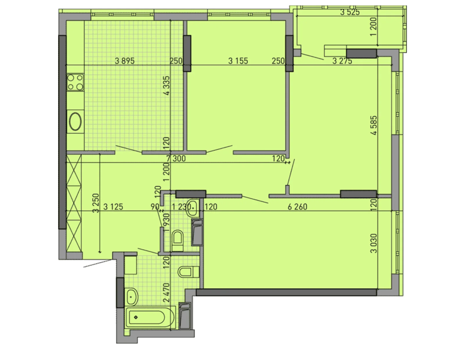 Продается 3-комнатная квартира 92.06 кв. м в Киеве, ул. Вышгородская, 45 - фото 1