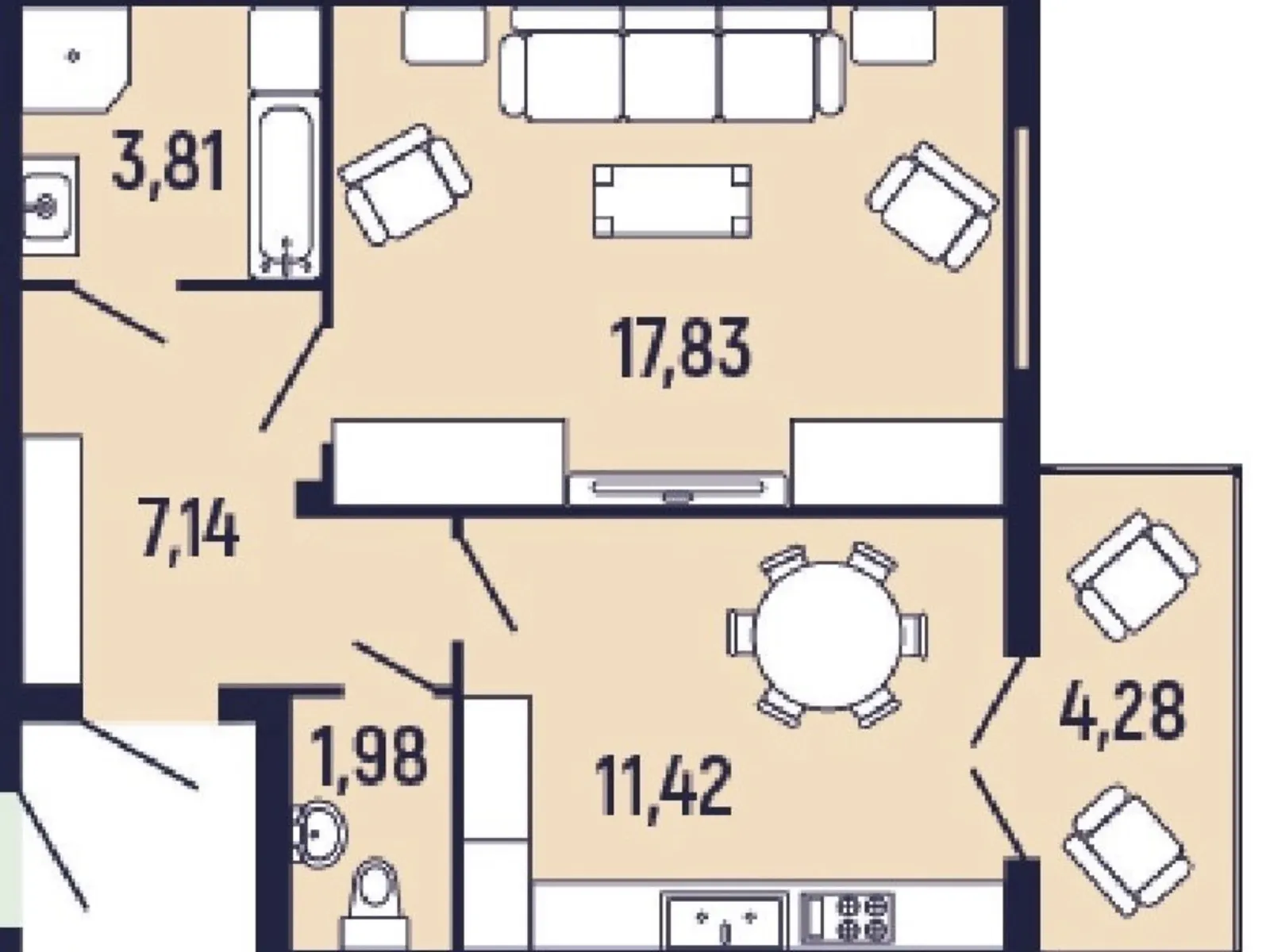 Продается 1-комнатная квартира 43 кв. м в Ивано-Франковске, ул. Хмельницкого Богдана