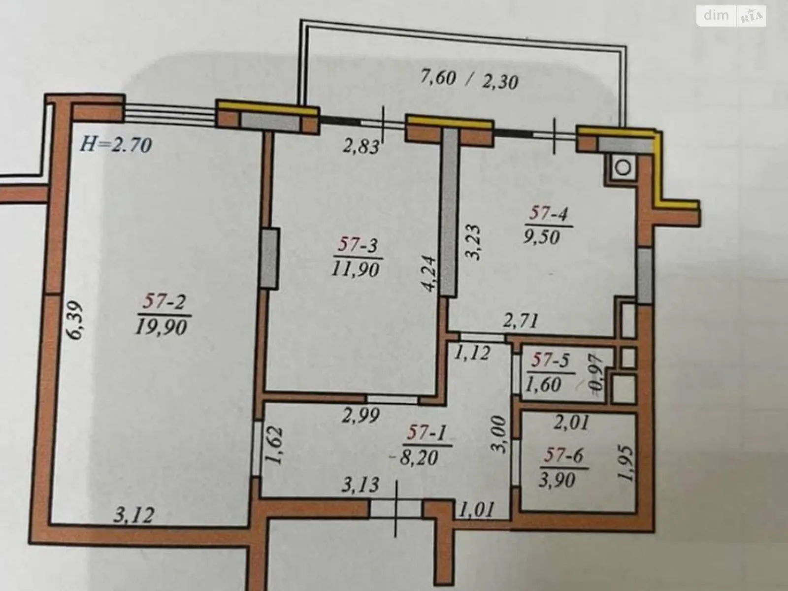 Продается 2-комнатная квартира 58 кв. м в Черновцах, пр. Венский - фото 1