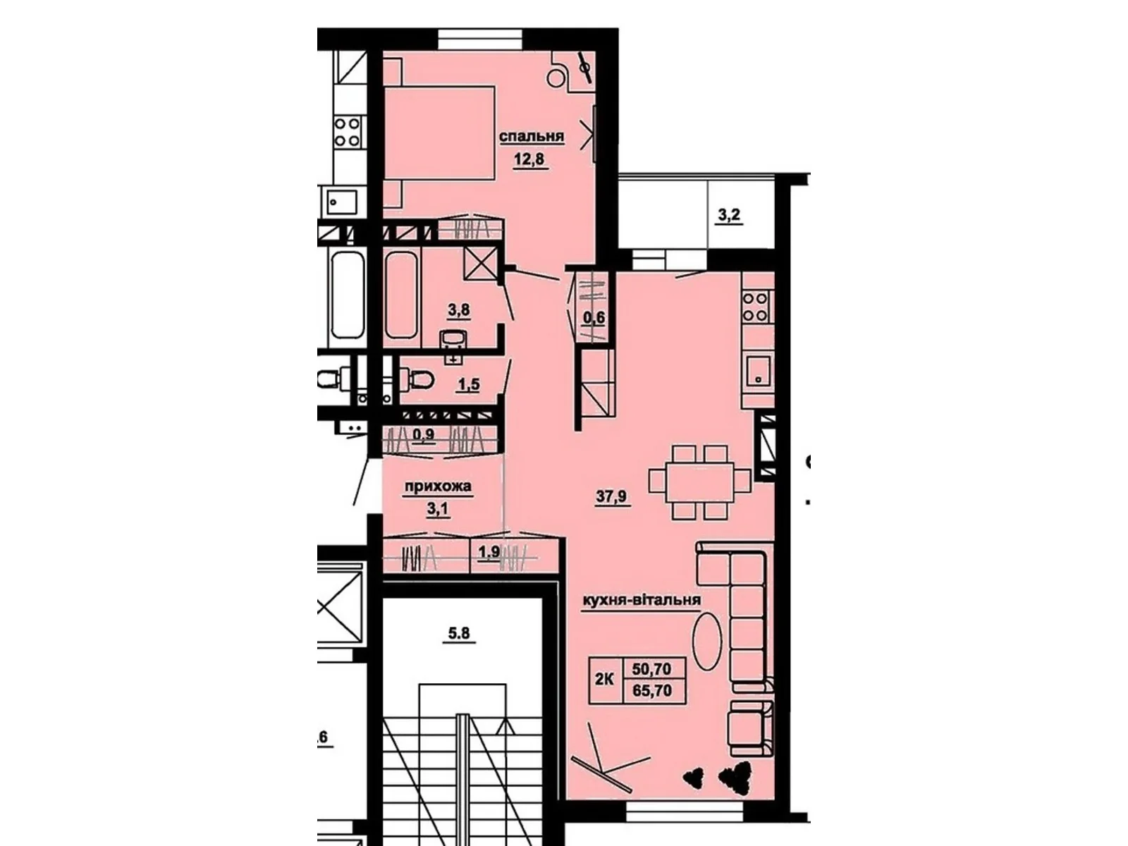 2-кімнатна квартира 65.7 кв. м у Тернополі, цена: 50096 $