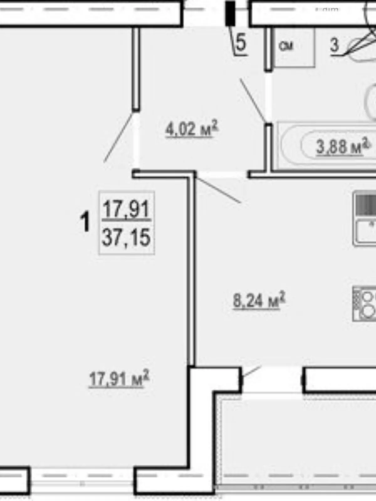 Продається 1-кімнатна квартира 37.15 кв. м у Харкові, вул. Шевченка, 327