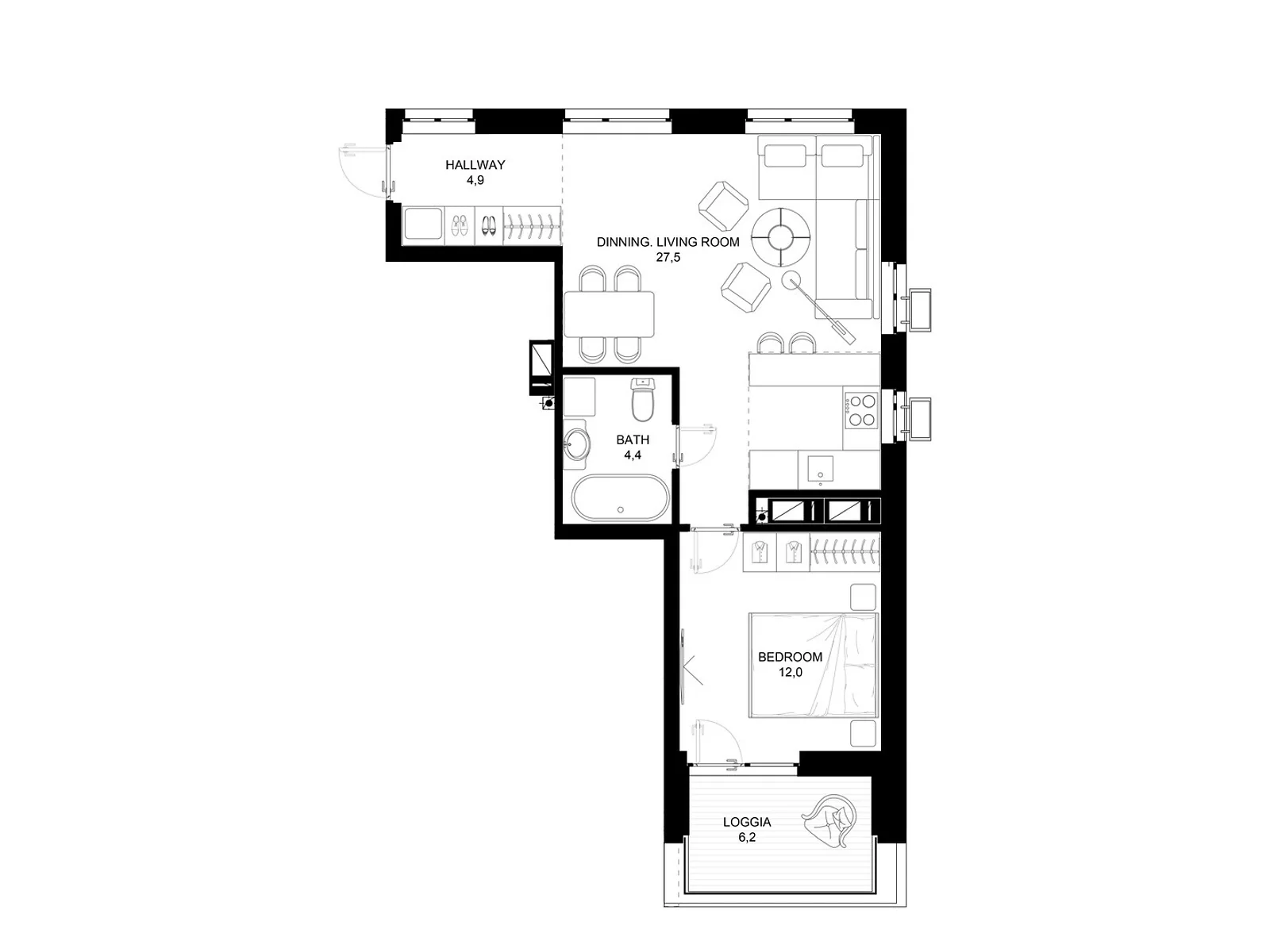 Продается 1-комнатная квартира 51.9 кв. м в Киеве, ул. Драгоманова