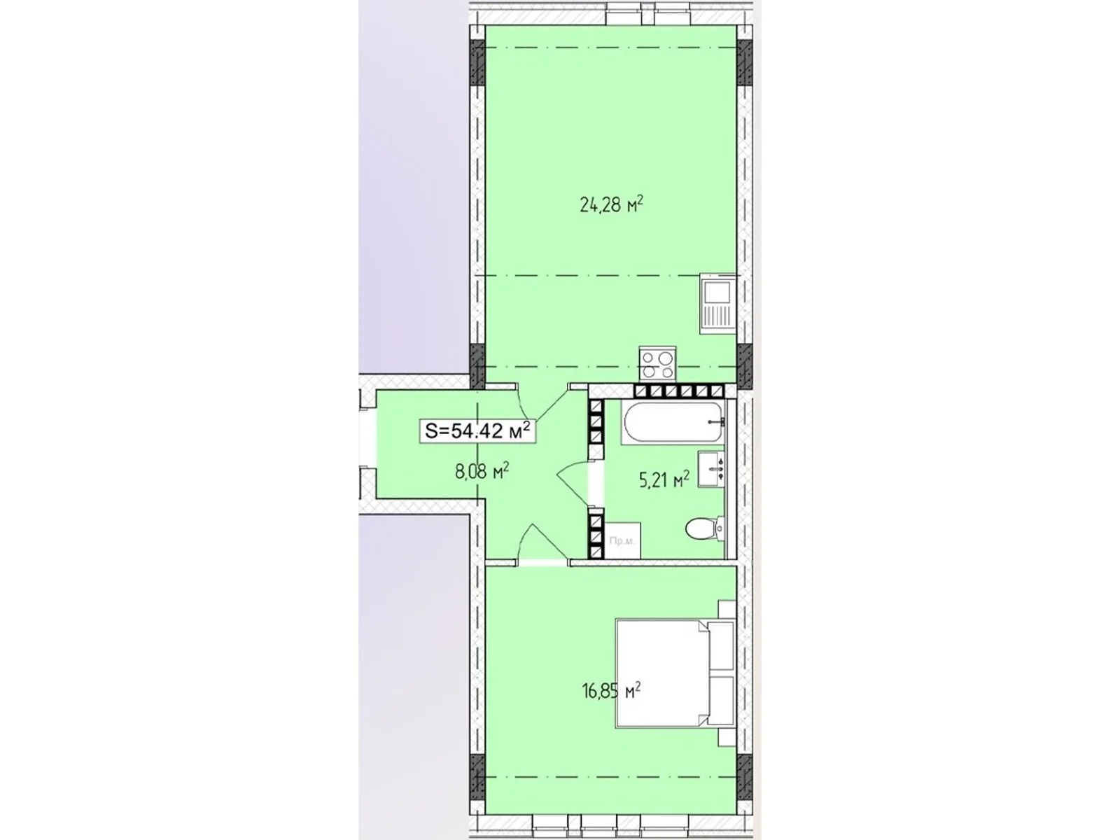 Продается 1-комнатная квартира 54.42 кв. м в Ужгороде, ул. Русская - фото 1