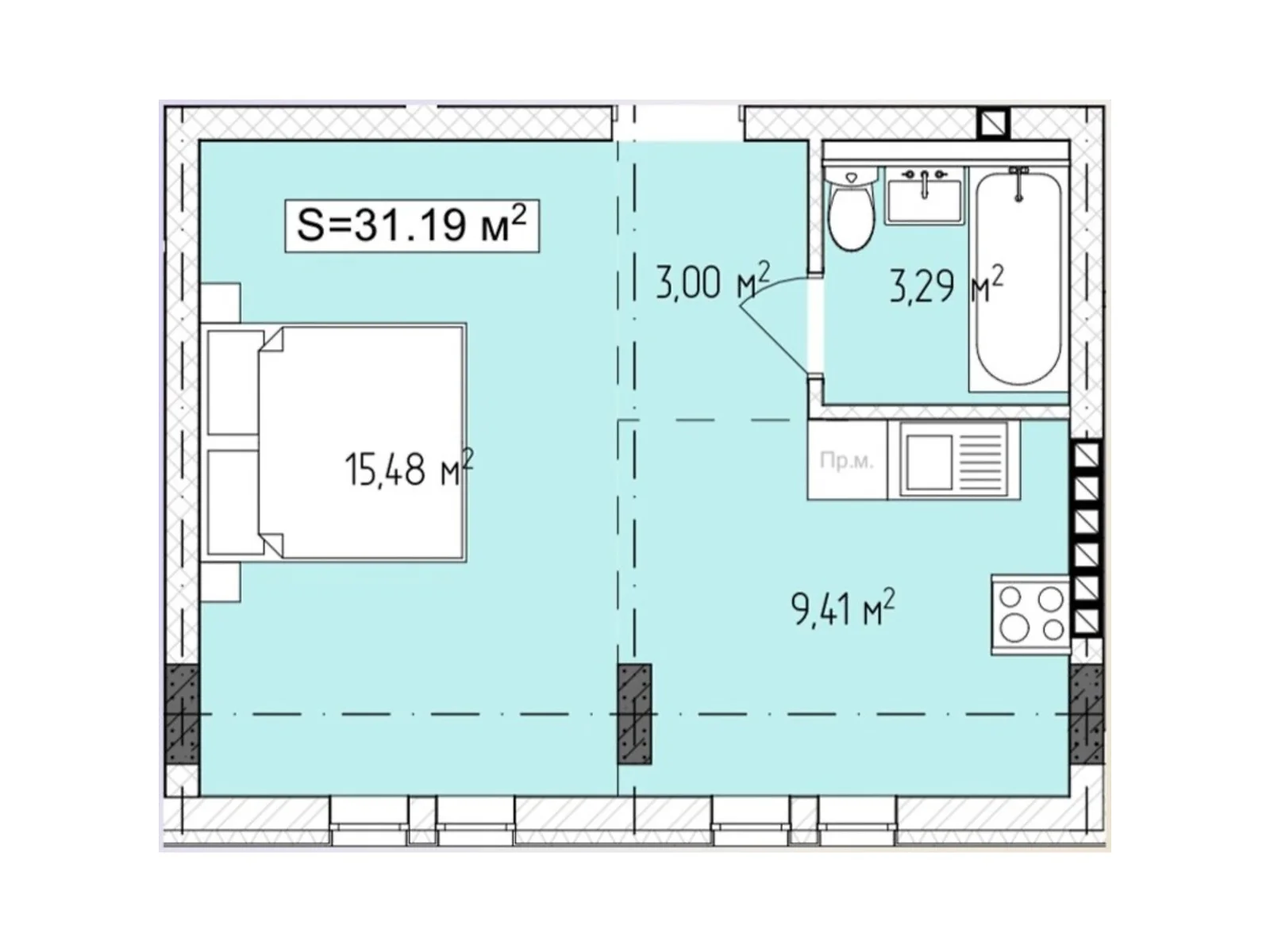 Продается 1-комнатная квартира 31.19 кв. м в Ужгороде, ул. Русская - фото 1