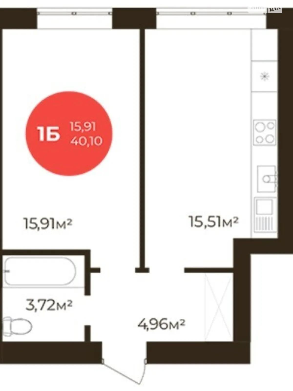 Продается 1-комнатная квартира 40 кв. м в Ирпене, ул. Соборная