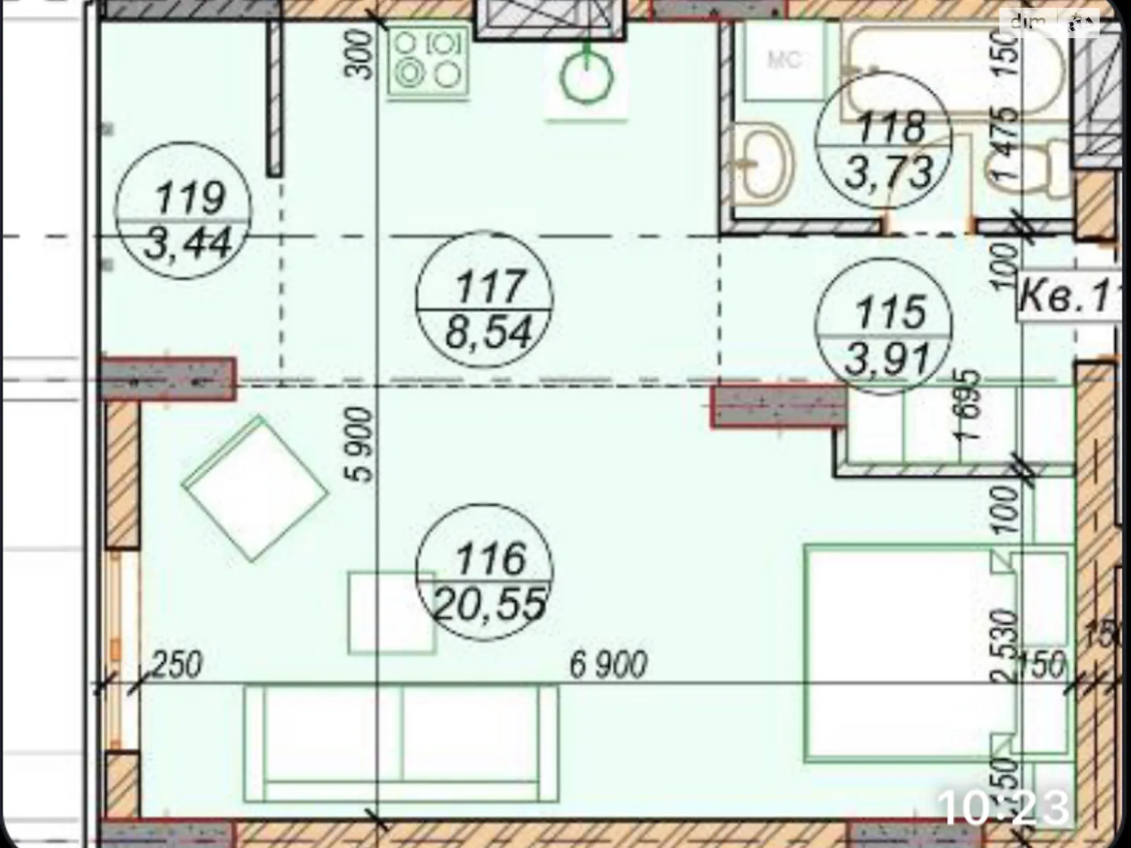 Продается 1-комнатная квартира 39 кв. м в Ужгороде, ул. Собранецкая, 160