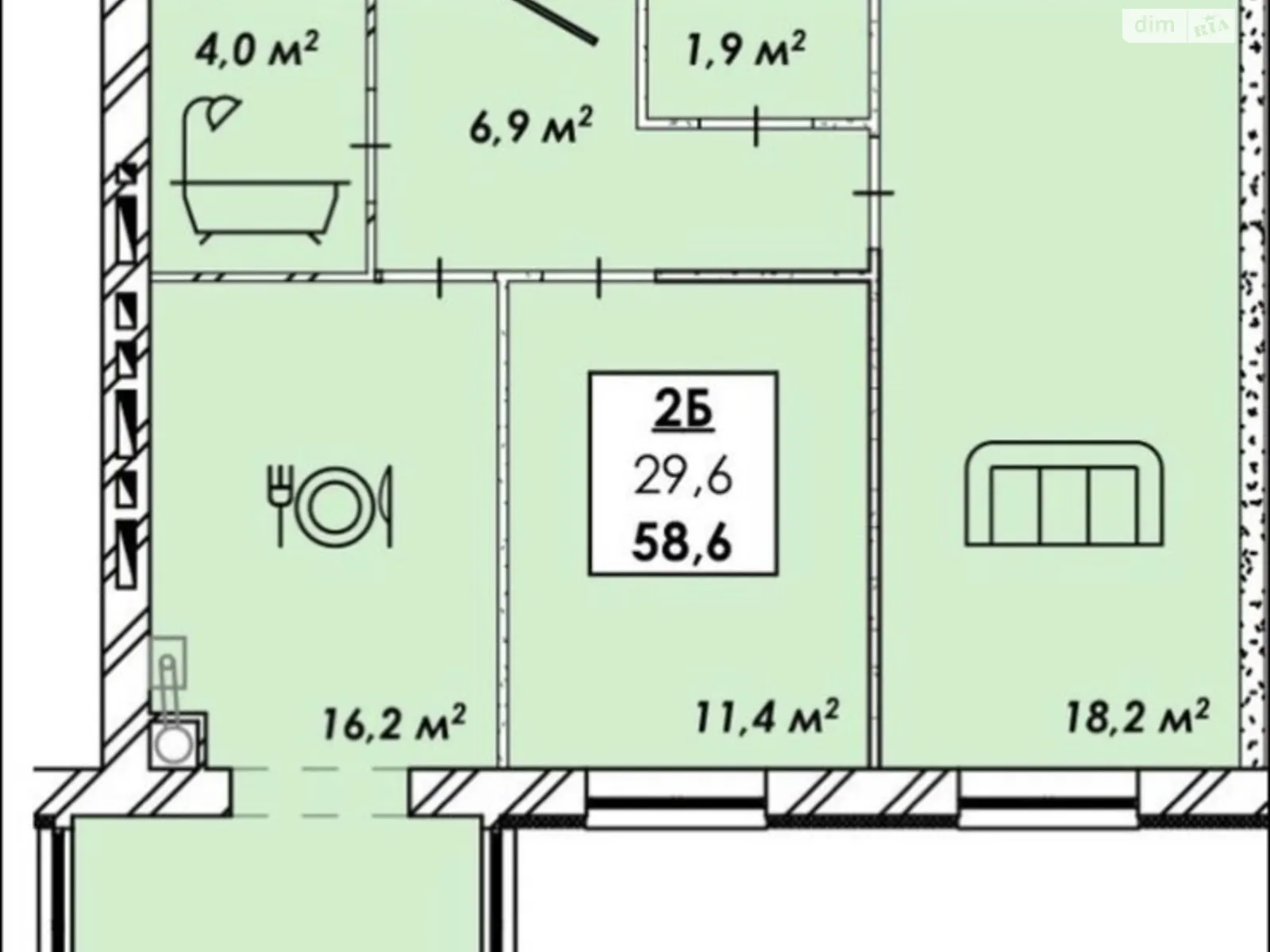 Продается 2-комнатная квартира 58.6 кв. м в Черкассах - фото 2