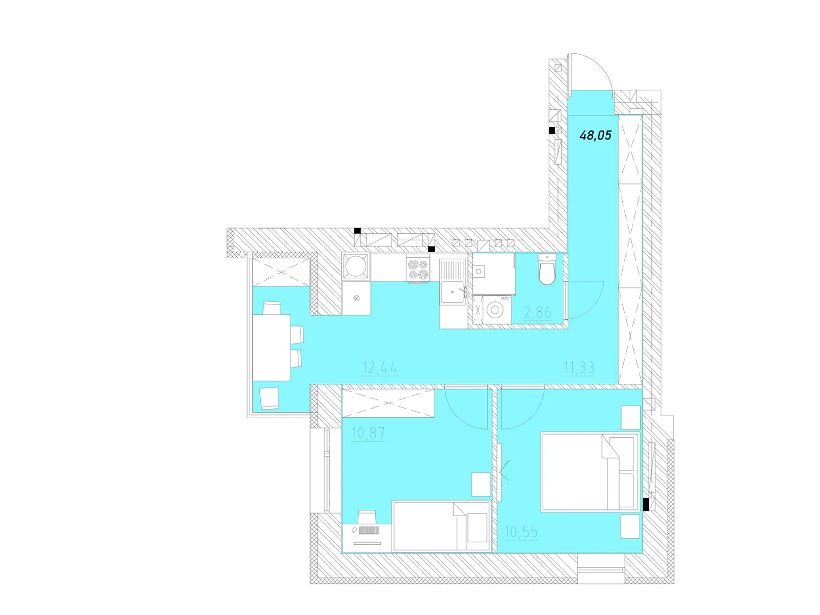 2-комнатная квартира 48 кв. м в Тернополе, цена: 979200 грн - фото 1