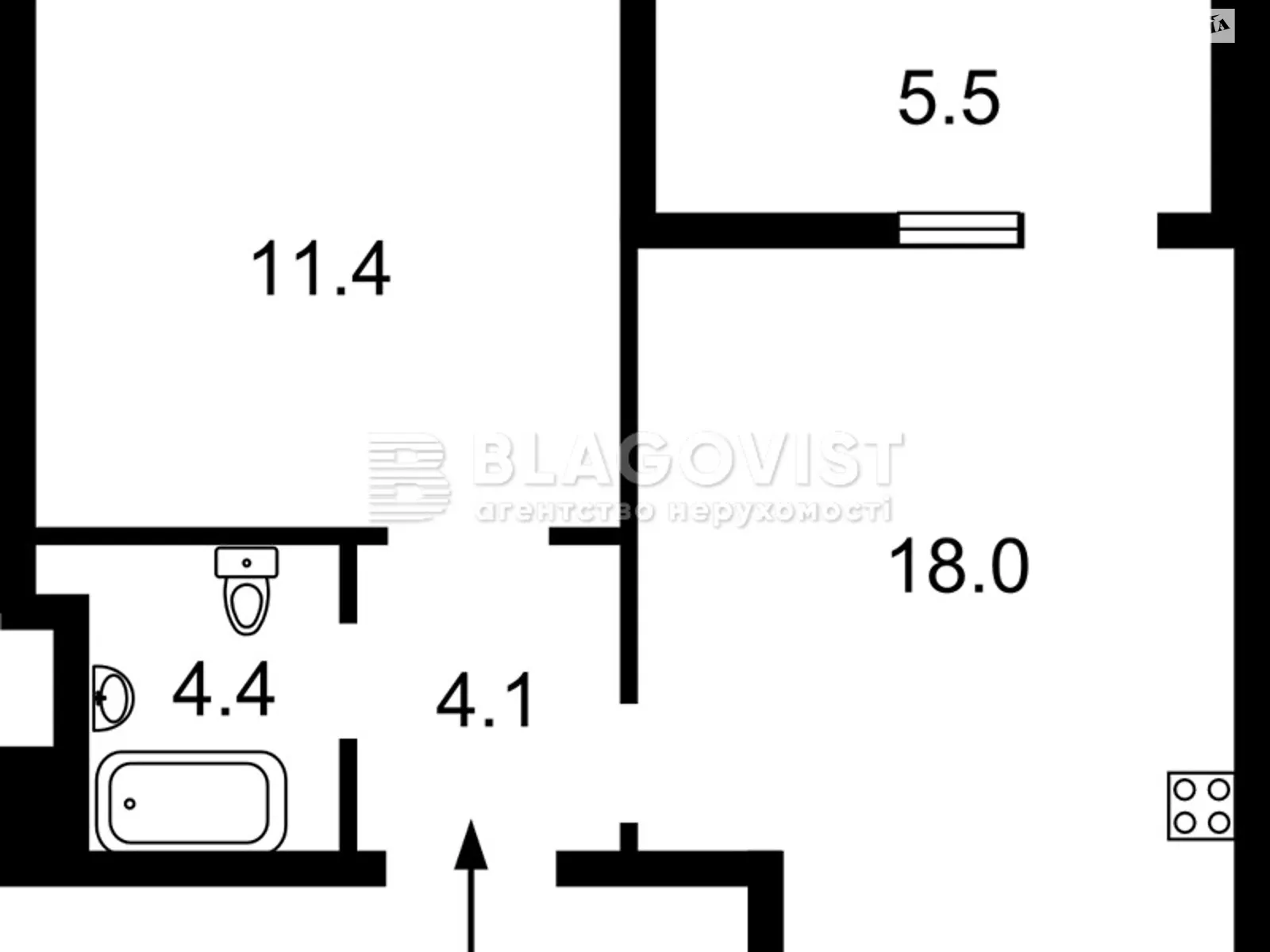 Продается 1-комнатная квартира 43.4 кв. м в Киеве, ул. Салютная, 2Б