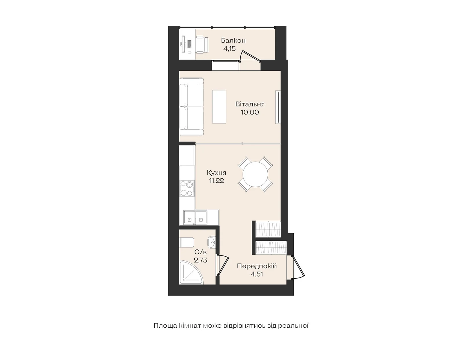 Продается 1-комнатная квартира 33.4 кв. м в Днепре, ул. Мольера