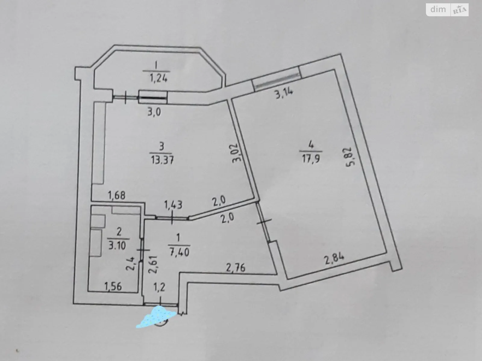 Продается 1-комнатная квартира 43.01 кв. м в Чернигове - фото 2