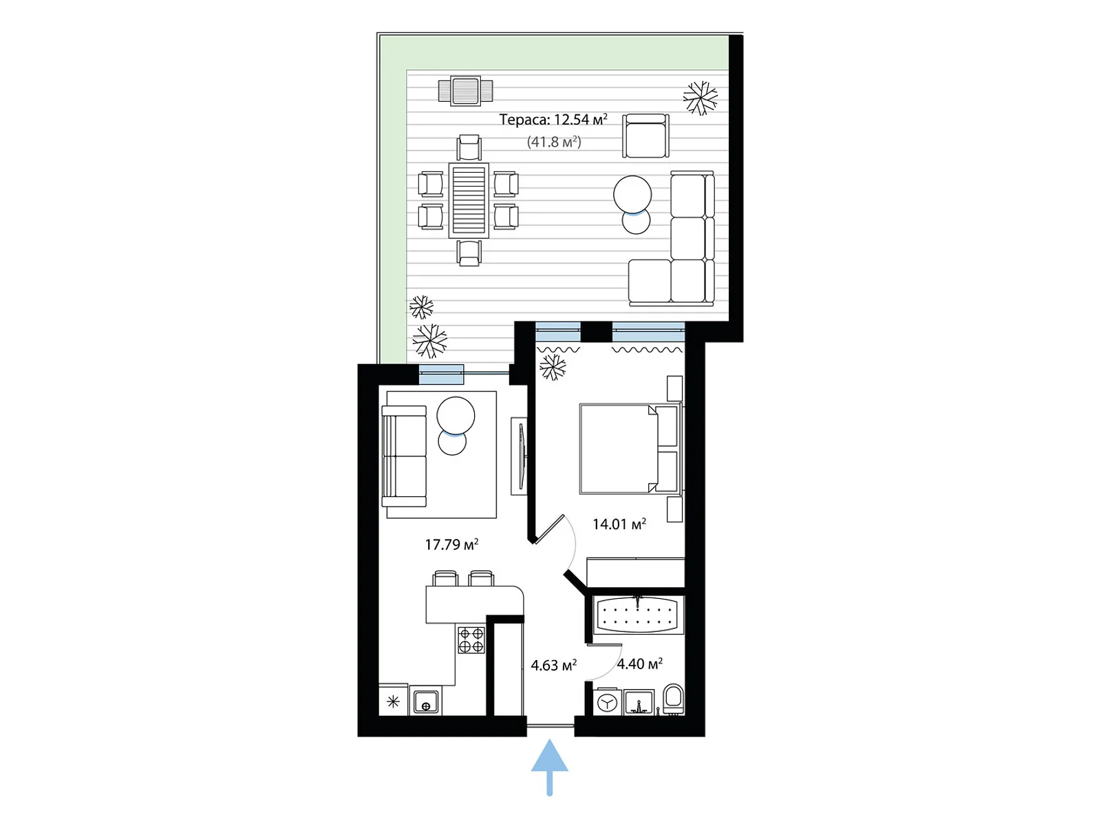 Продается 1-комнатная квартира 53.37 кв. м в Тячеве, ул. Олега Куцина, 30