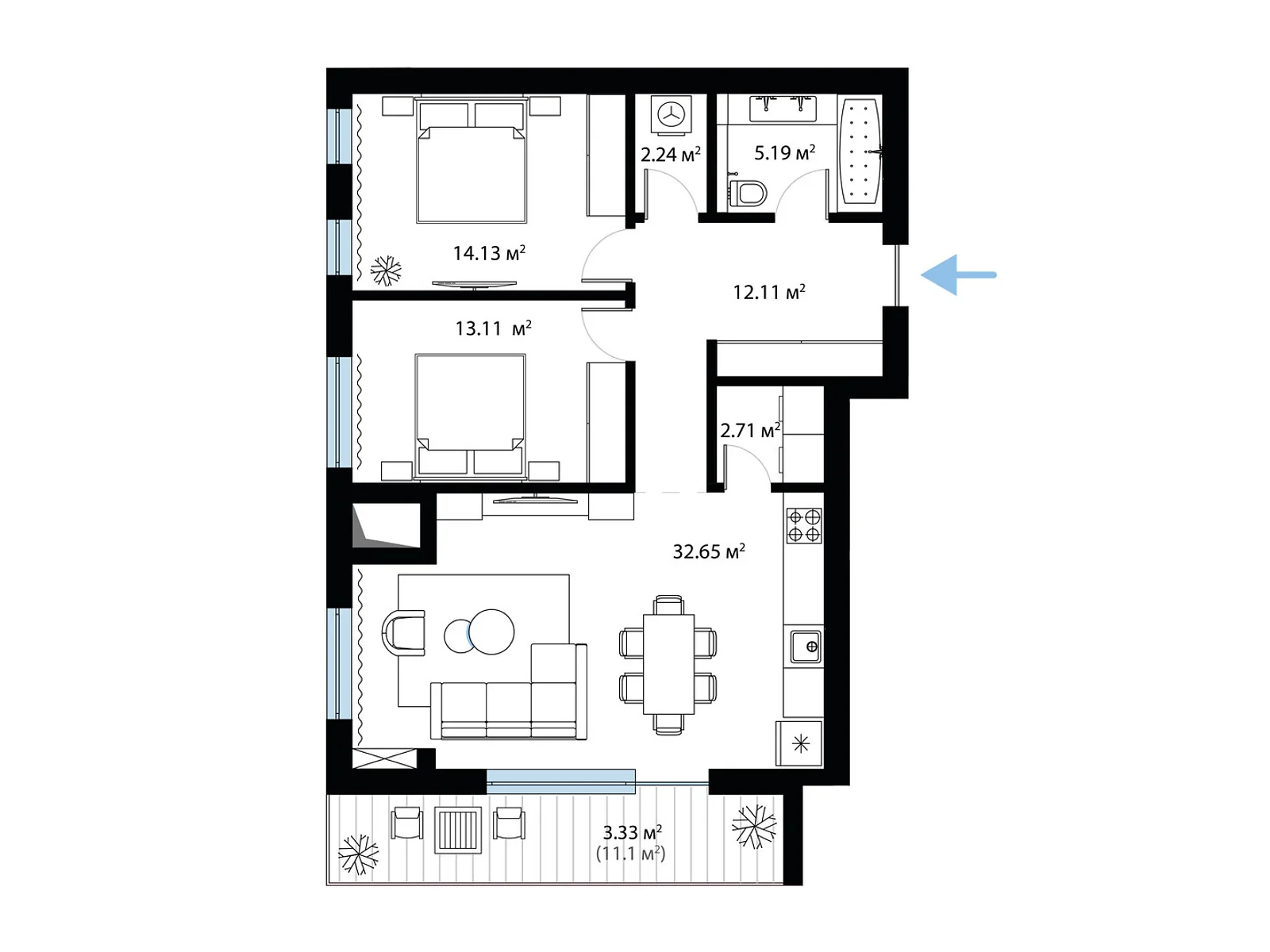 Продается 2-комнатная квартира 85.47 кв. м в Тячеве, ул. Олега Куцина, 30