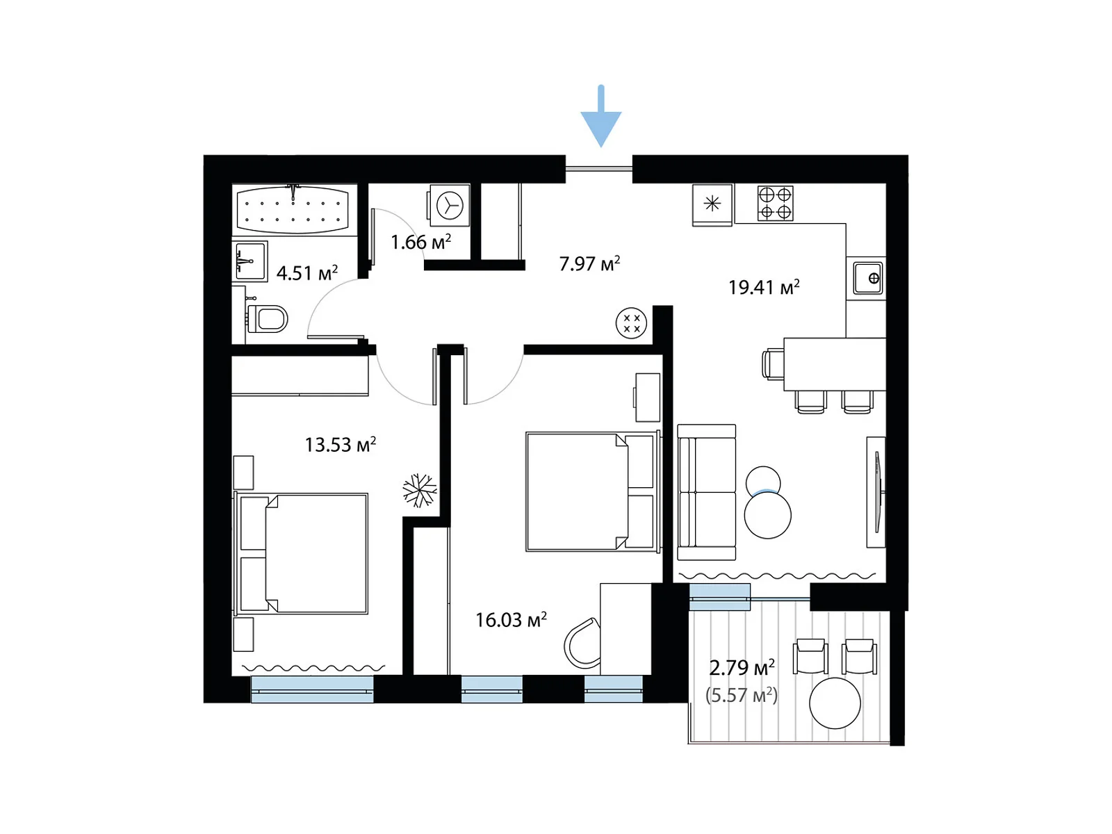 Продается 2-комнатная квартира 65.99 кв. м в Тячеве, цена: 84467 $