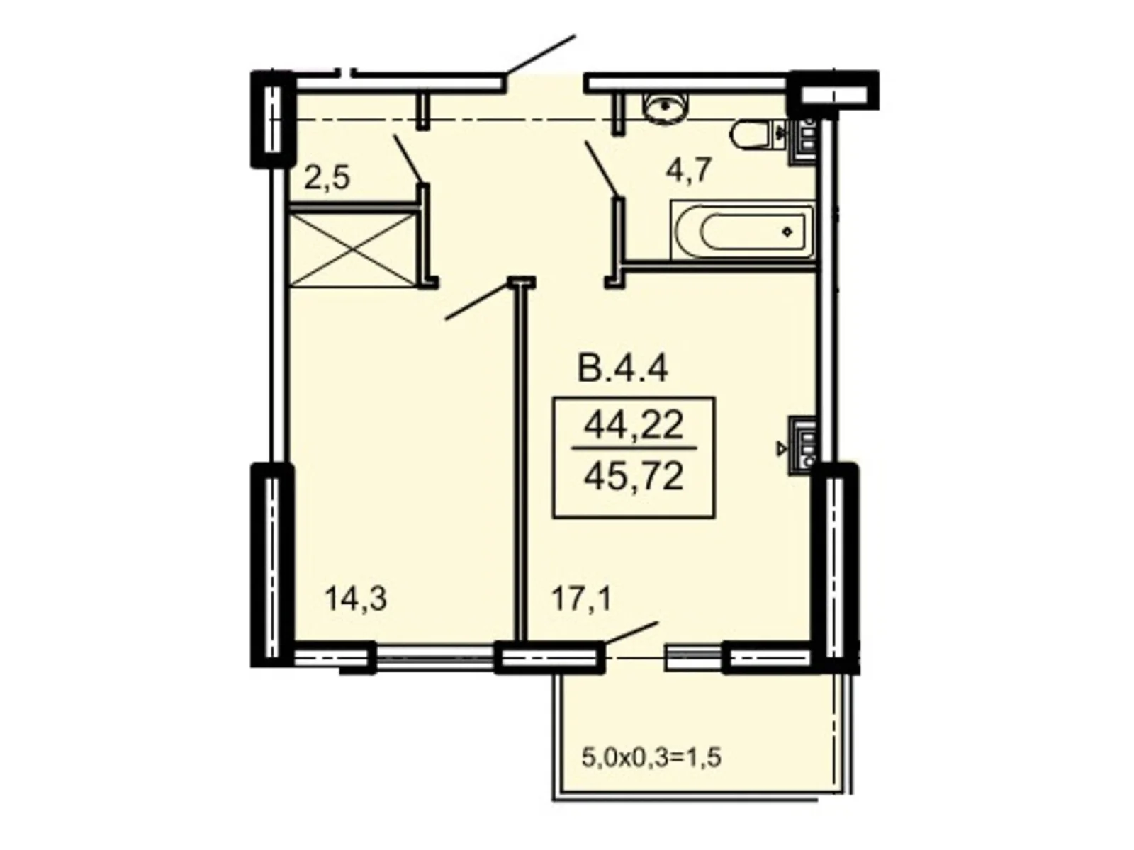 Продается 1-комнатная квартира 46.36 кв. м в Одессе, Фонтанская дор., 25 - фото 1