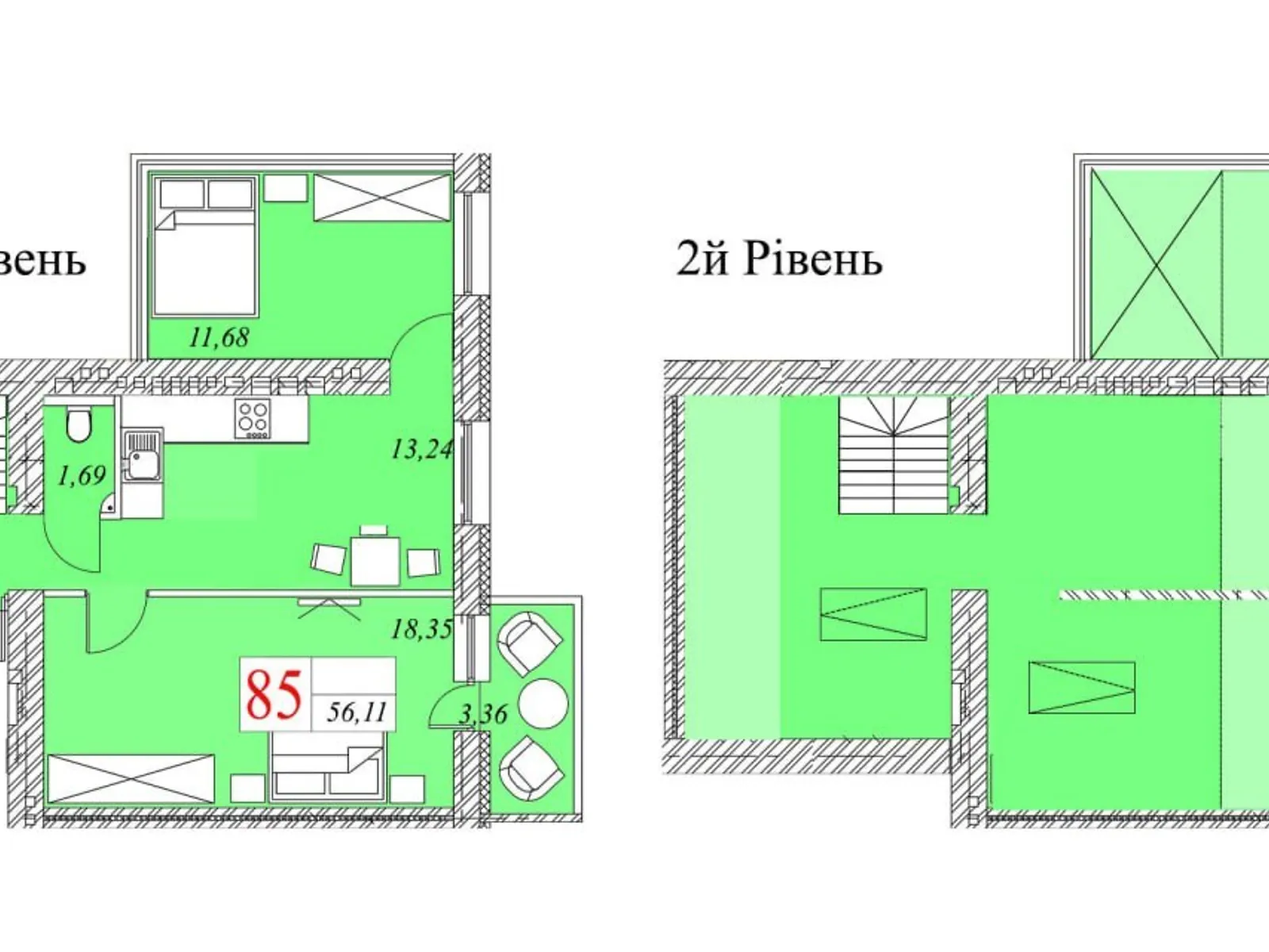 4-комнатная квартира 90 кв. м в Тернополе - фото 2