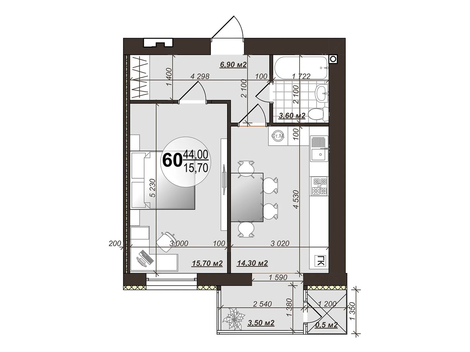 Продается 1-комнатная квартира 45 кв. м в Виннице, ул. Сергея Зулинского - фото 1