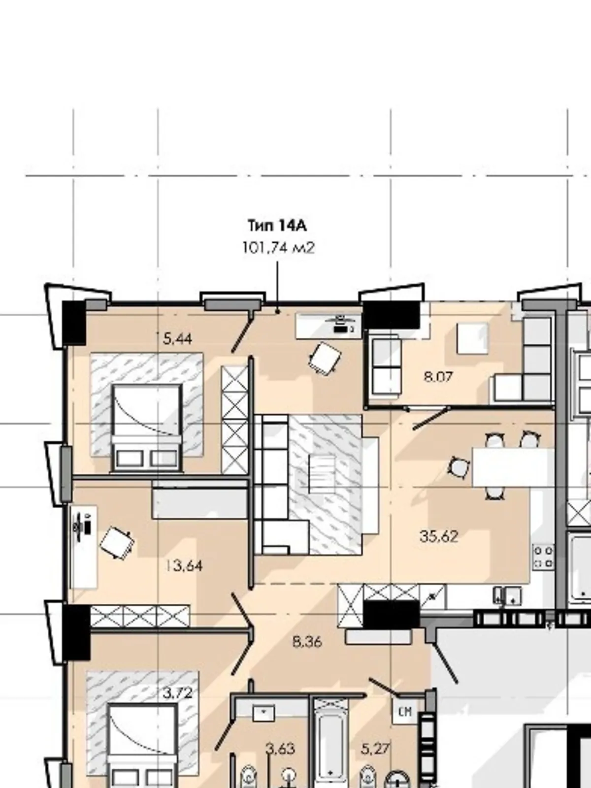 Продается 1-комнатная квартира 43 кв. м в Днепре, ул. Набережная Победы, 128 - фото 1