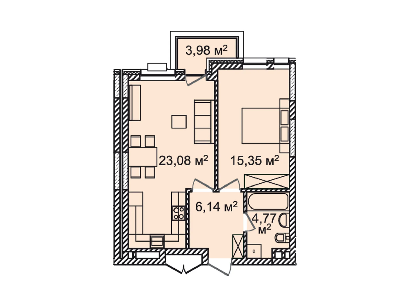 Продается 1-комнатная квартира 51.53 кв. м в Киеве, ул. Большая Васильковская, 102У