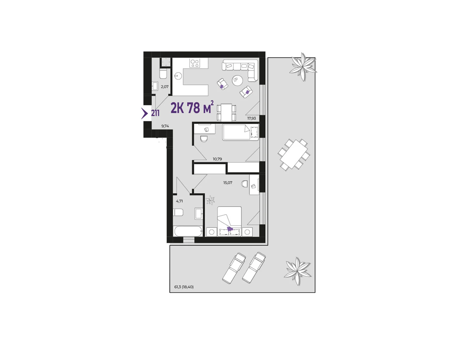 Продается 2-комнатная квартира 78 кв. м в Волчинце, ул. Тараса Шевченко, 115 - фото 1