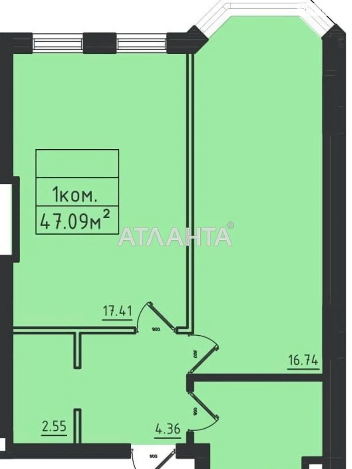 Продается 1-комнатная квартира 41.2 кв. м в Одессе, ул. Дача Ковалевского