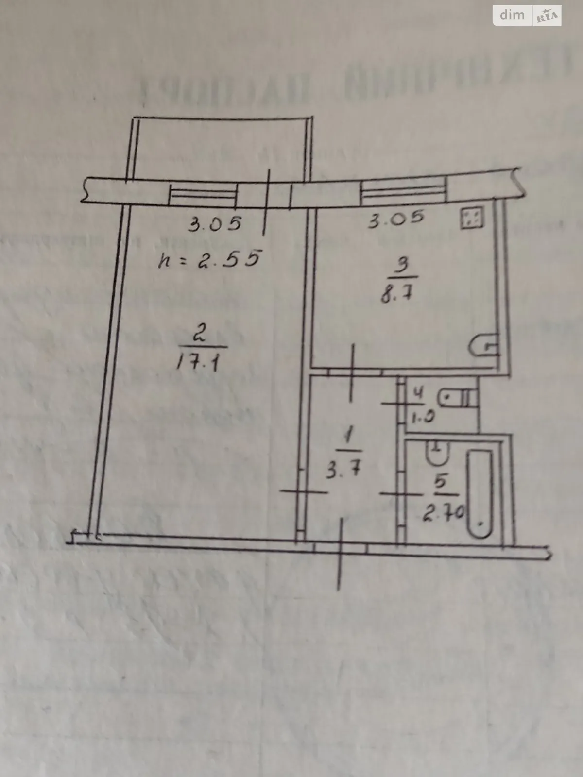 Продается 1-комнатная квартира 33.2 кв. м в Черкассах, цена: 32000 $