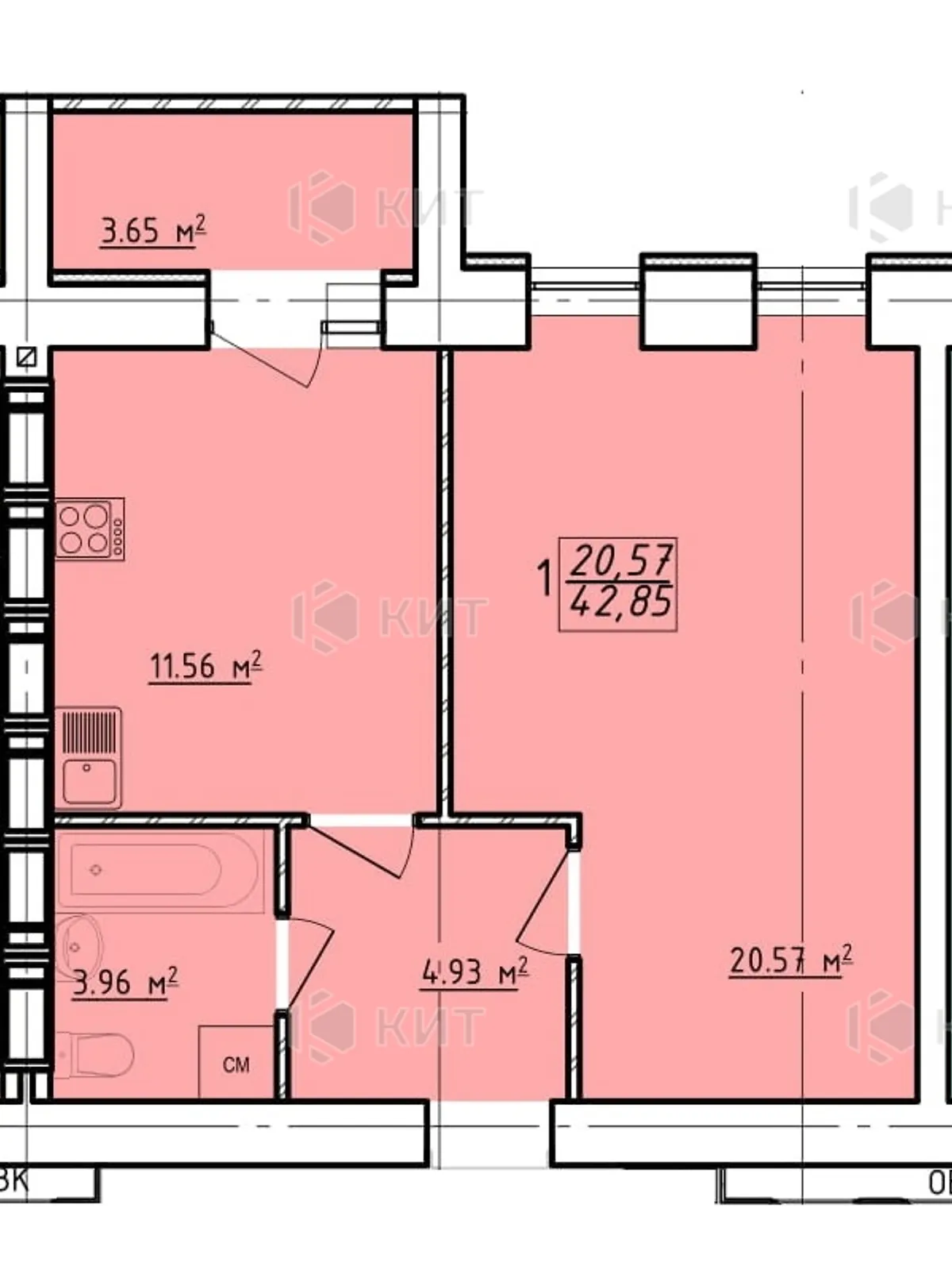 Продається 1-кімнатна квартира 43 кв. м у Харкові, вул. Заливна, 12 - фото 1