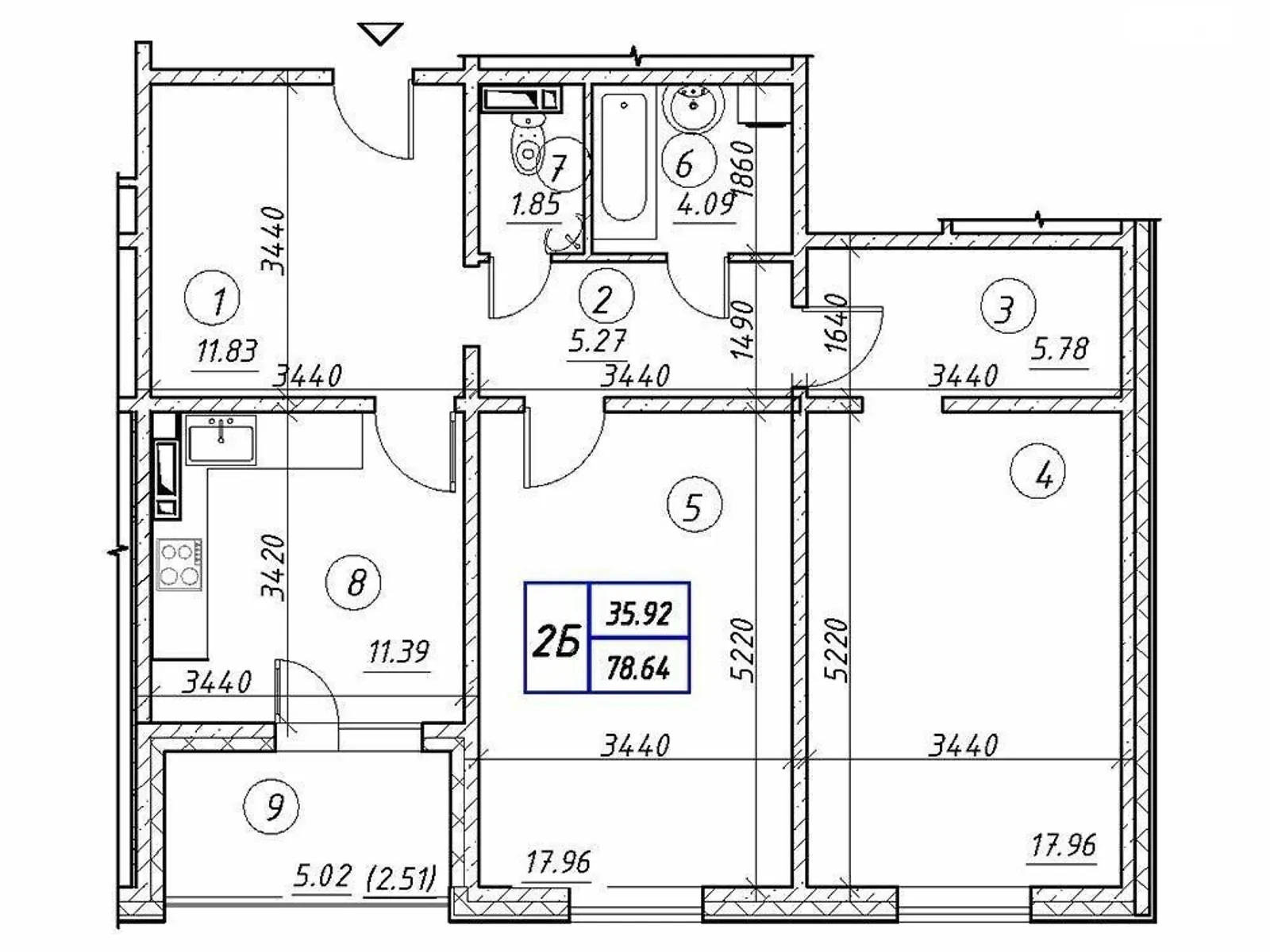 Продается 2-комнатная квартира 78 кв. м в Киеве, ул. Николая Винграновского, 2