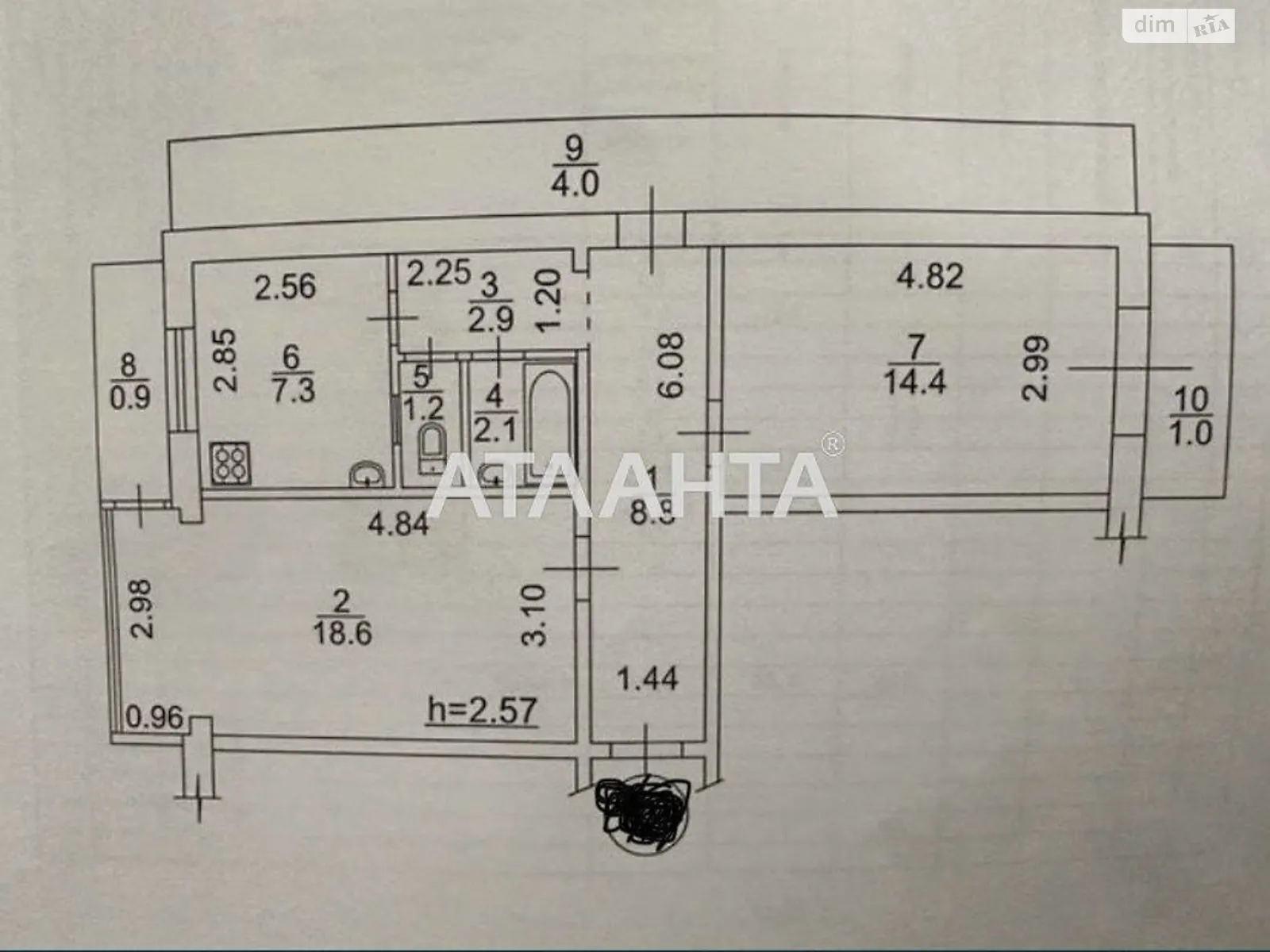 Продається 2-кімнатна квартира 61.2 кв. м у Києві, вул. Вишгородська, 38А