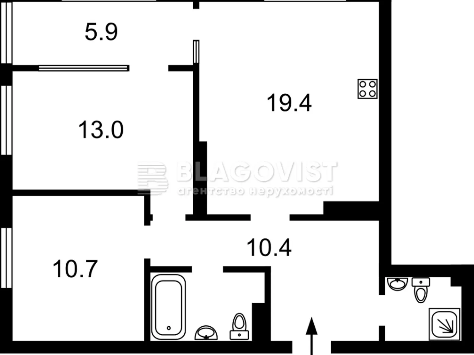 Продается 2-комнатная квартира 67 кв. м в Киеве, ул. Всеволода Змиенко, 19