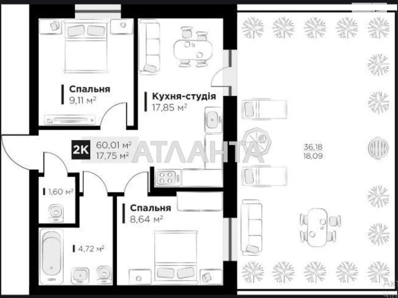 Продается 2-комнатная квартира 60.1 кв. м в Львове, ул. Пасечная