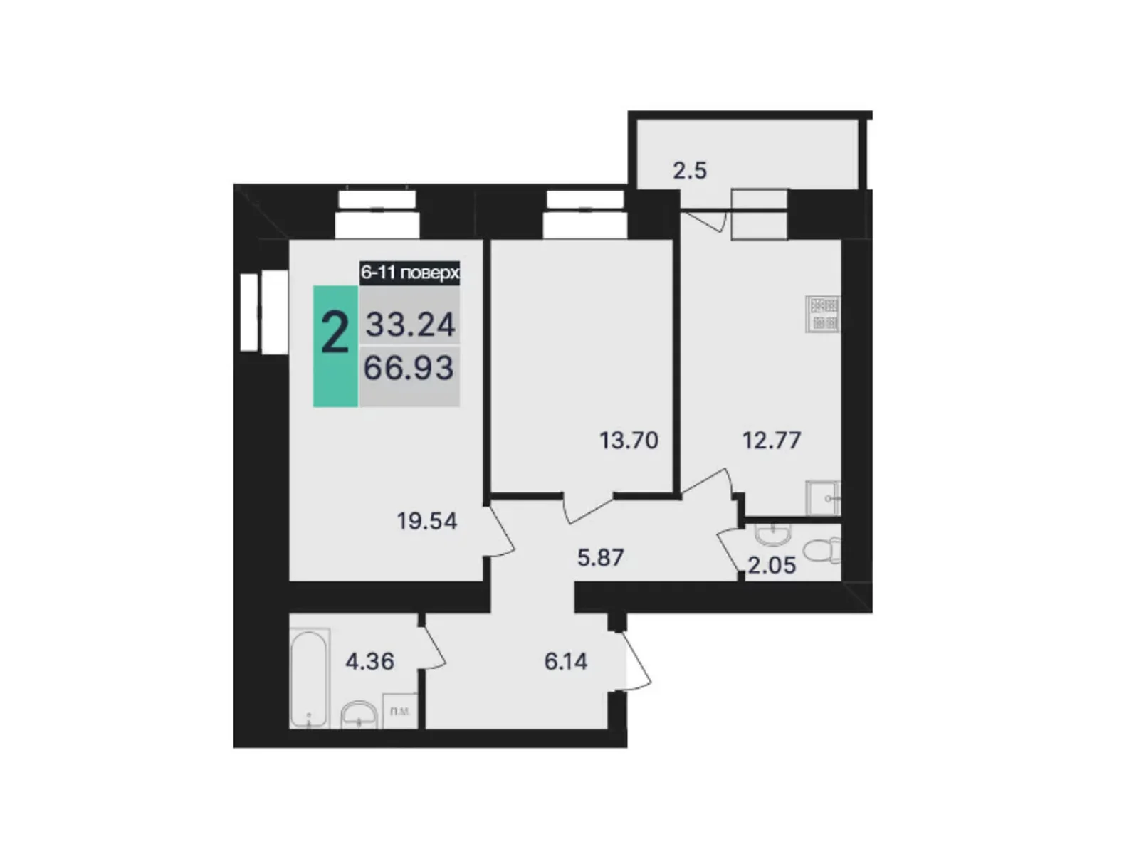 Продается 2-комнатная квартира 66.93 кв. м в Полтаве, цена: 60237 $