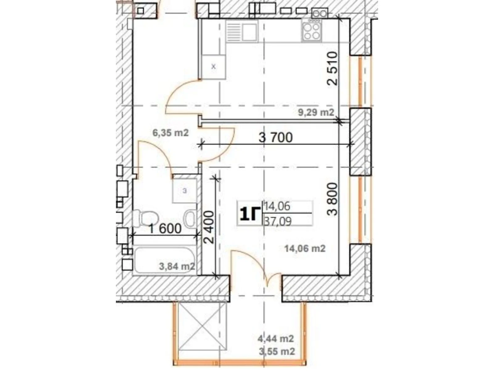 Продається 1-кімнатна квартира 37.09 кв. м у Димері, вул. Шевченка - фото 1