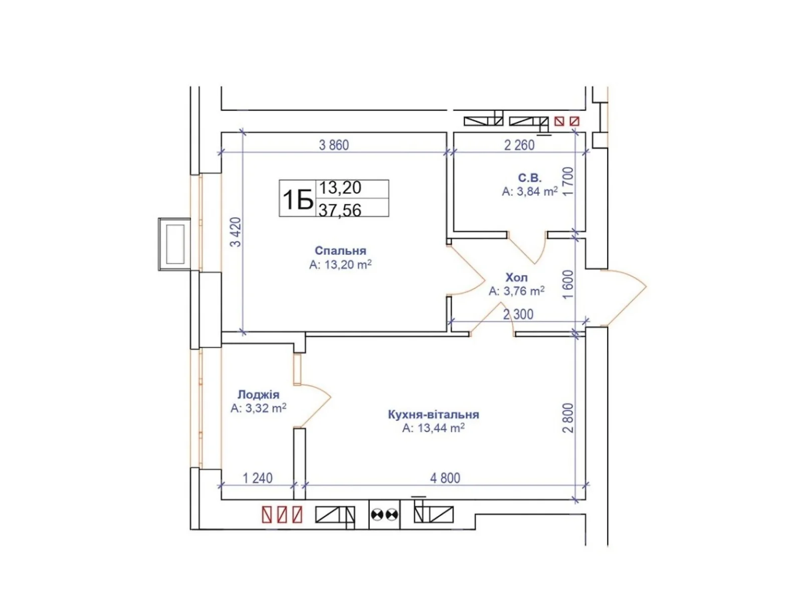 Продается 1-комнатная квартира 37.6 кв. м в Ирпене, ул. Новооскольская