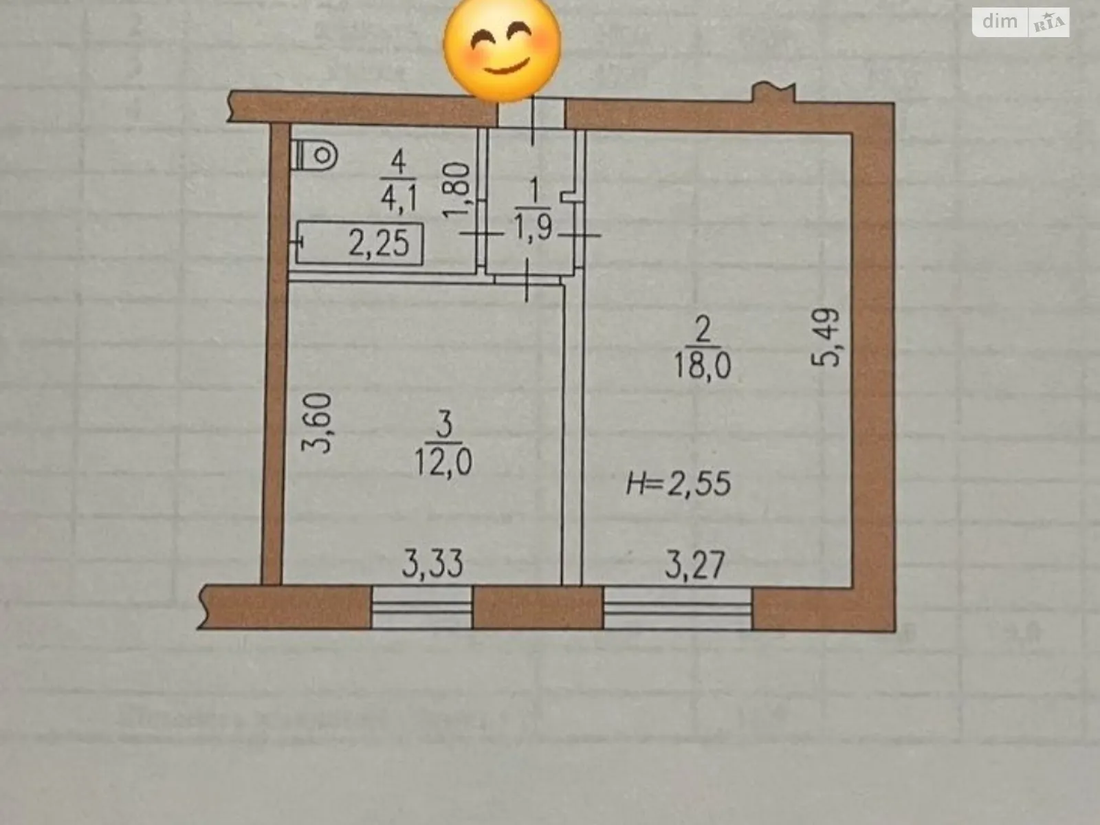 1-комнатная квартира 36 кв. м в Запорожье, цена: 12500 $