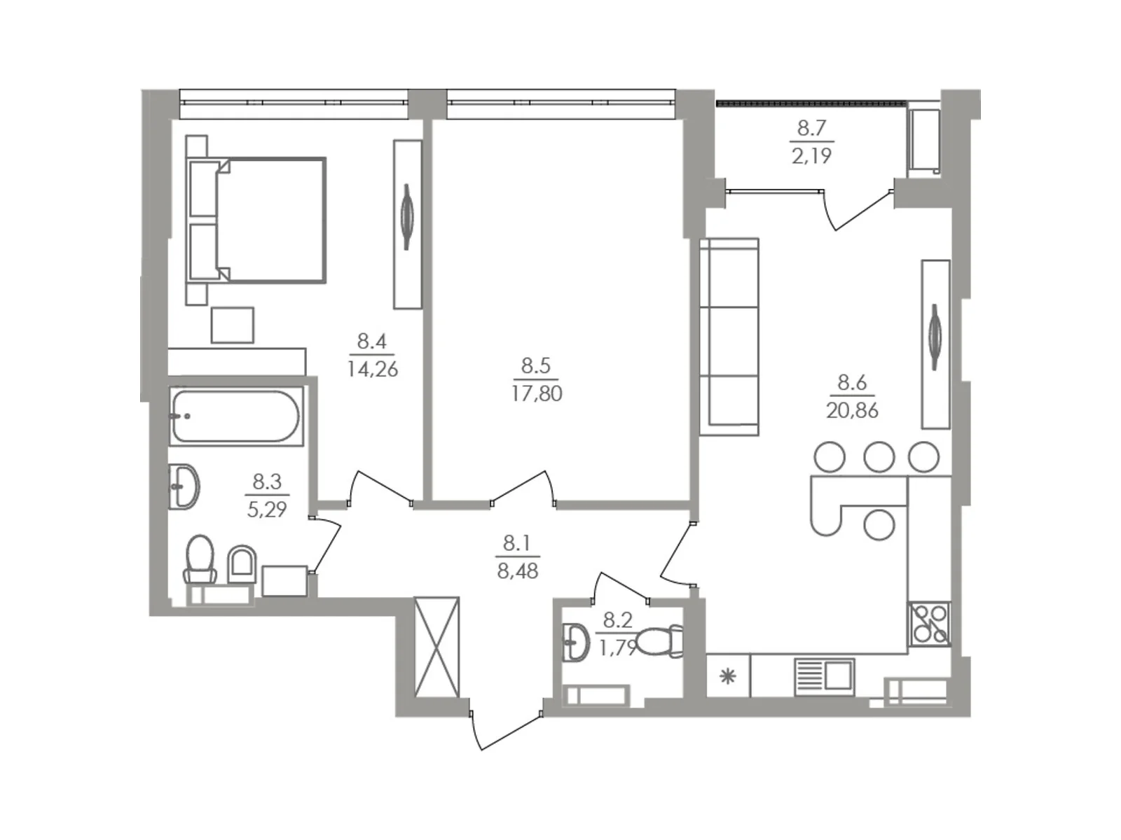 Продается 2-комнатная квартира 71.2 кв. м в Киеве, Крепостной(Тверской) туп., 5