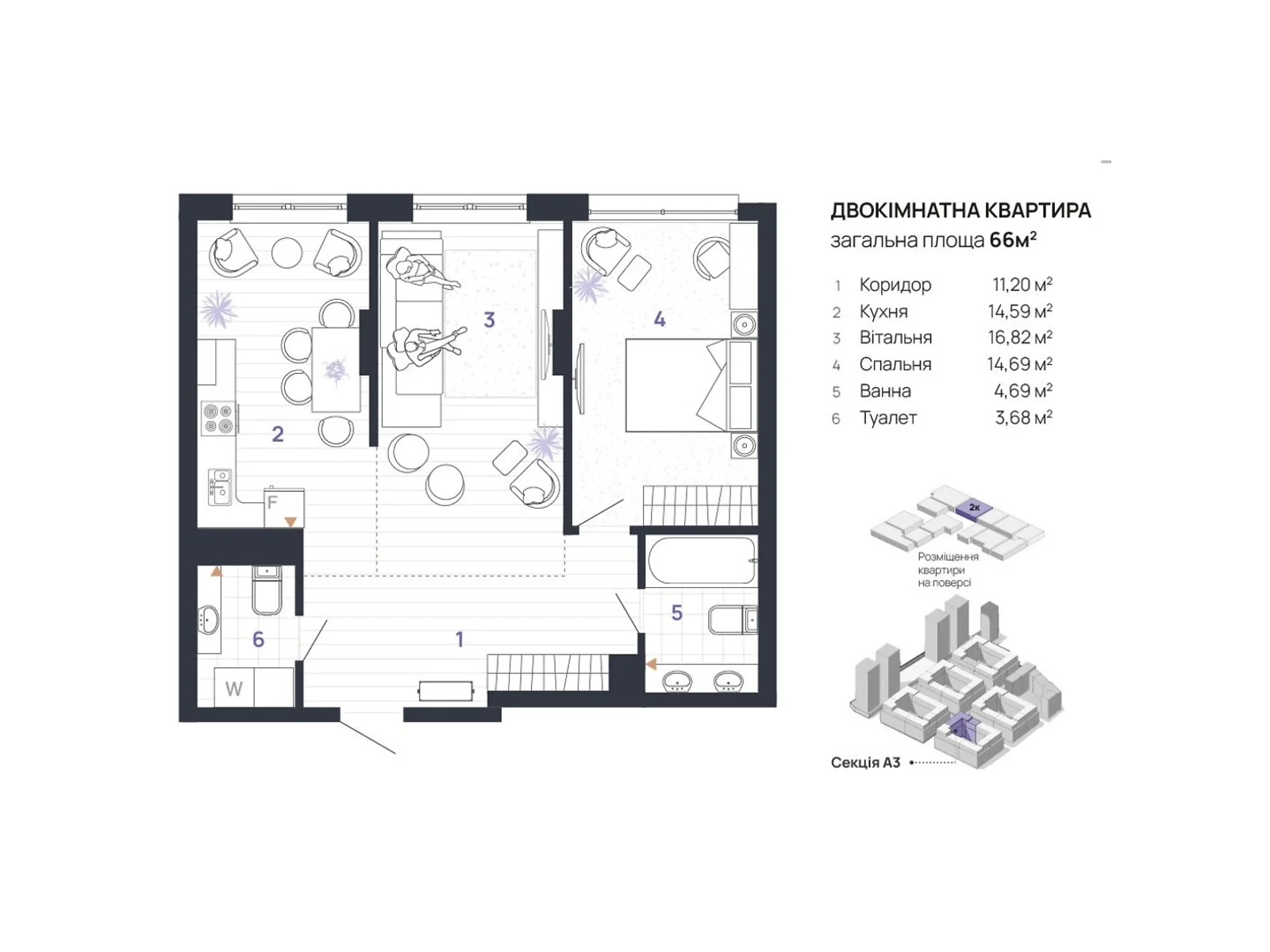 Продается 2-комнатная квартира 66 кв. м в Ивано-Франковске, ул. Левицкого Романа, Набережная - фото 1