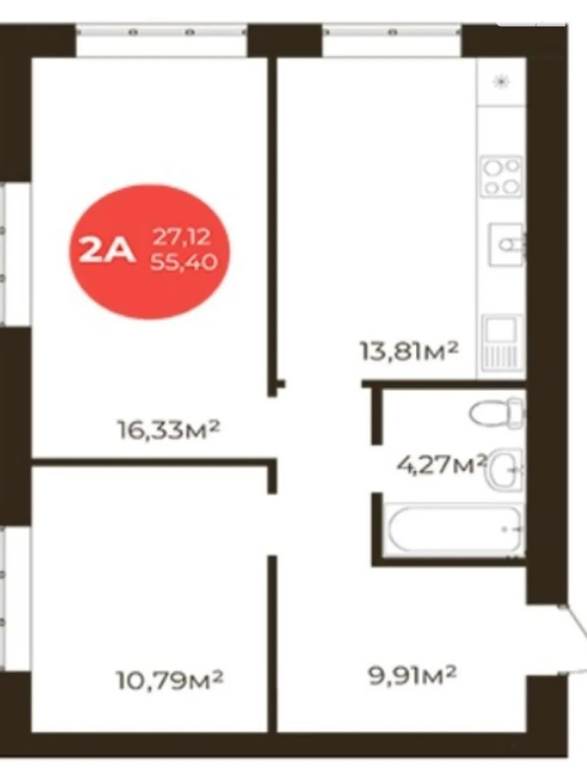 Продается 1-комнатная квартира 56 кв. м в Ирпене, цена: 34300 $