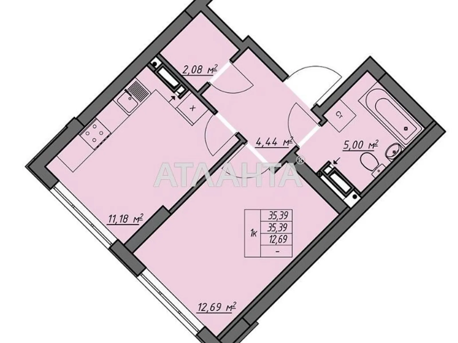 Продается 1-комнатная квартира 35.39 кв. м в Одессе