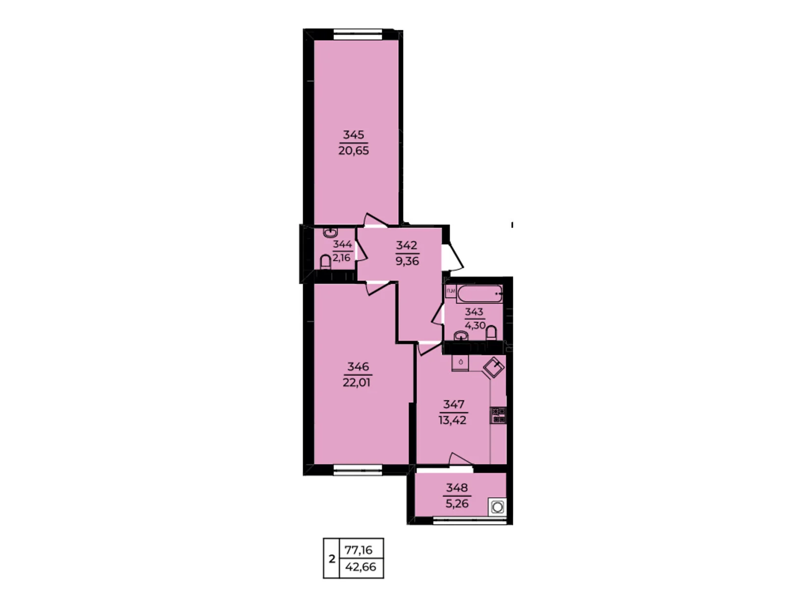 Продается 2-комнатная квартира 77.16 кв. м в Хмельницком, ул. Озерная - фото 1