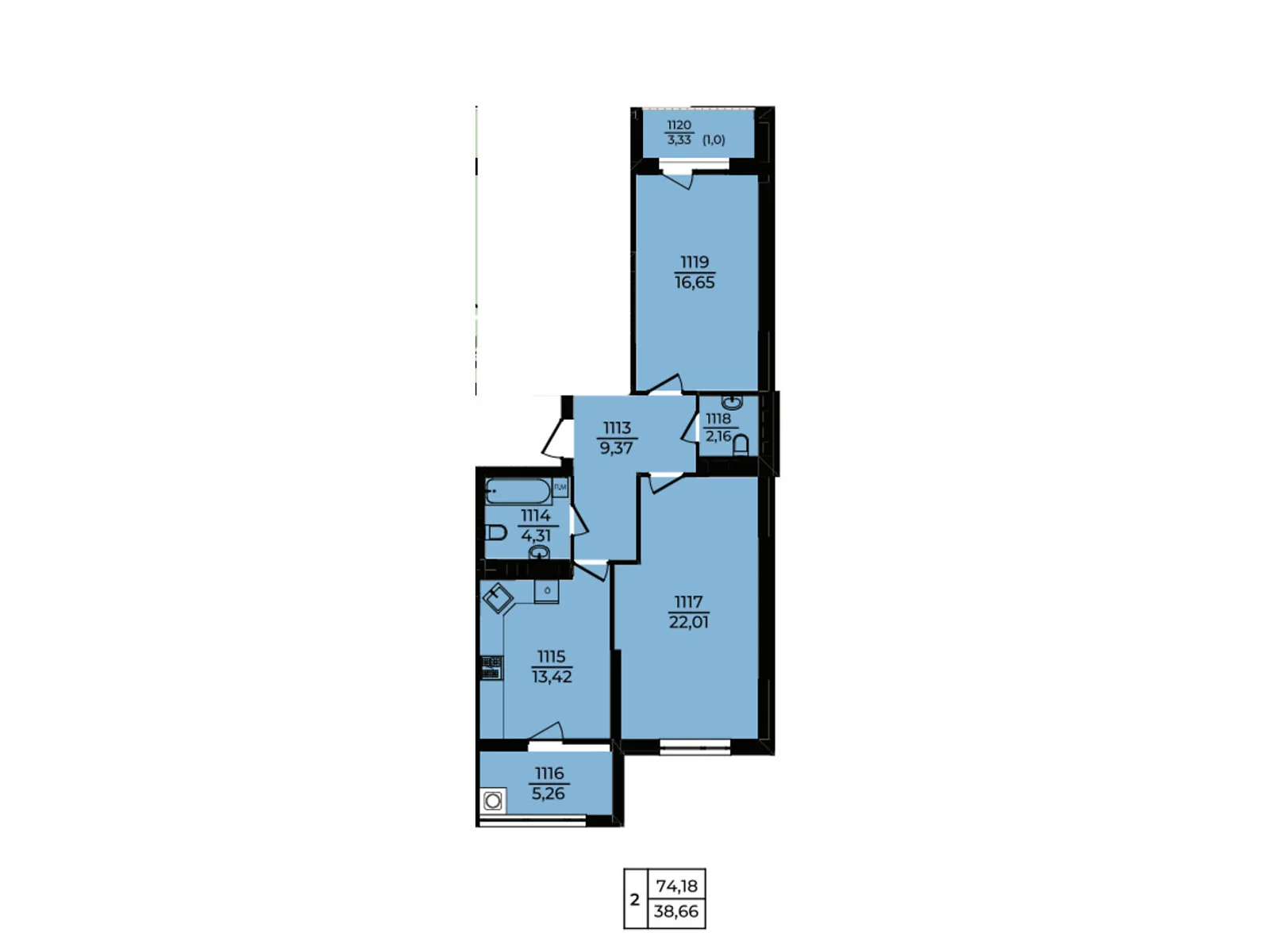 Продается 2-комнатная квартира 74.18 кв. м в Хмельницком, ул. Озерная - фото 1