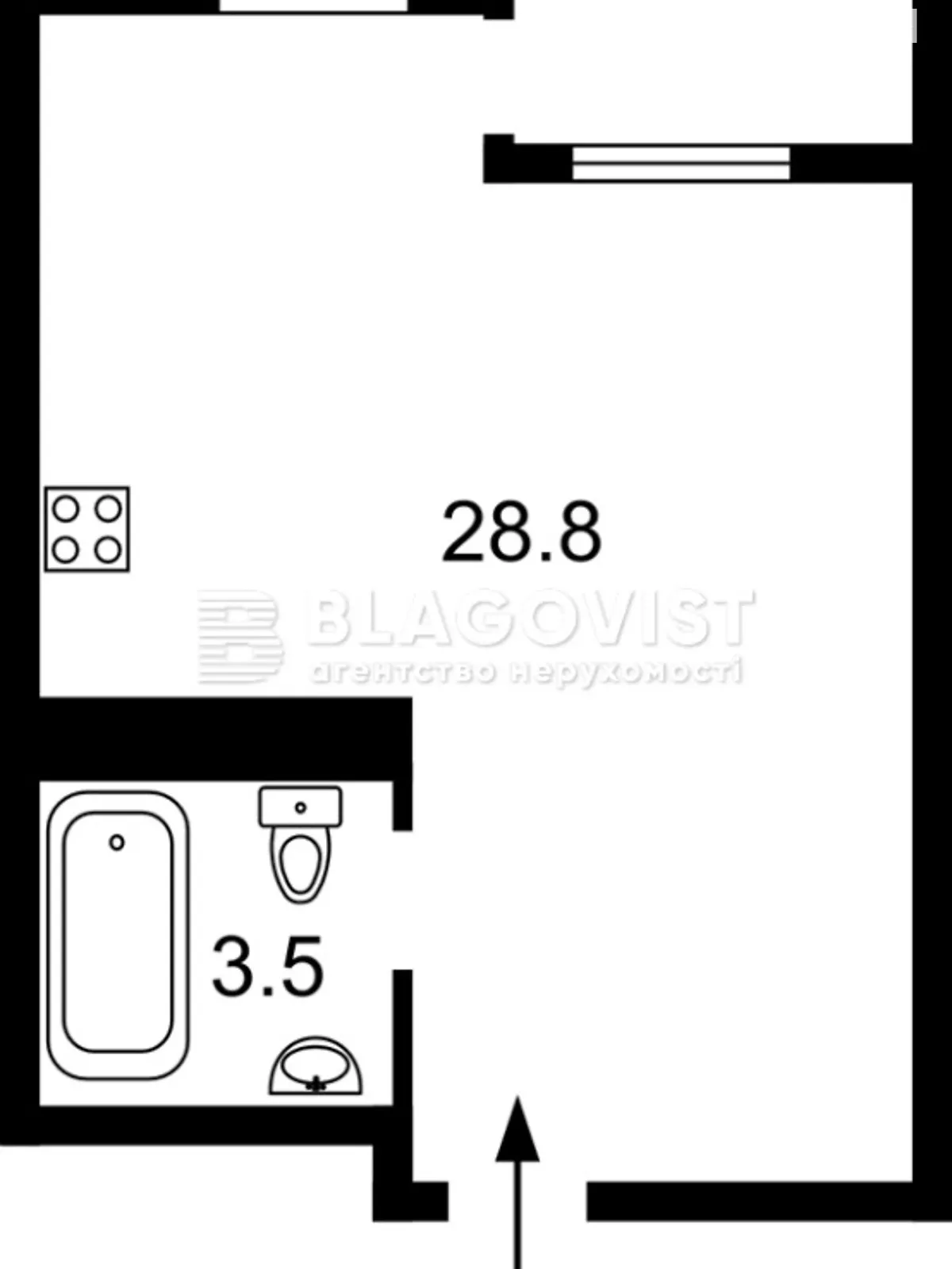 Продается 1-комнатная квартира 23.5 кв. м в Киеве, ул. Михаила Дерегуса(Янтарная), 44