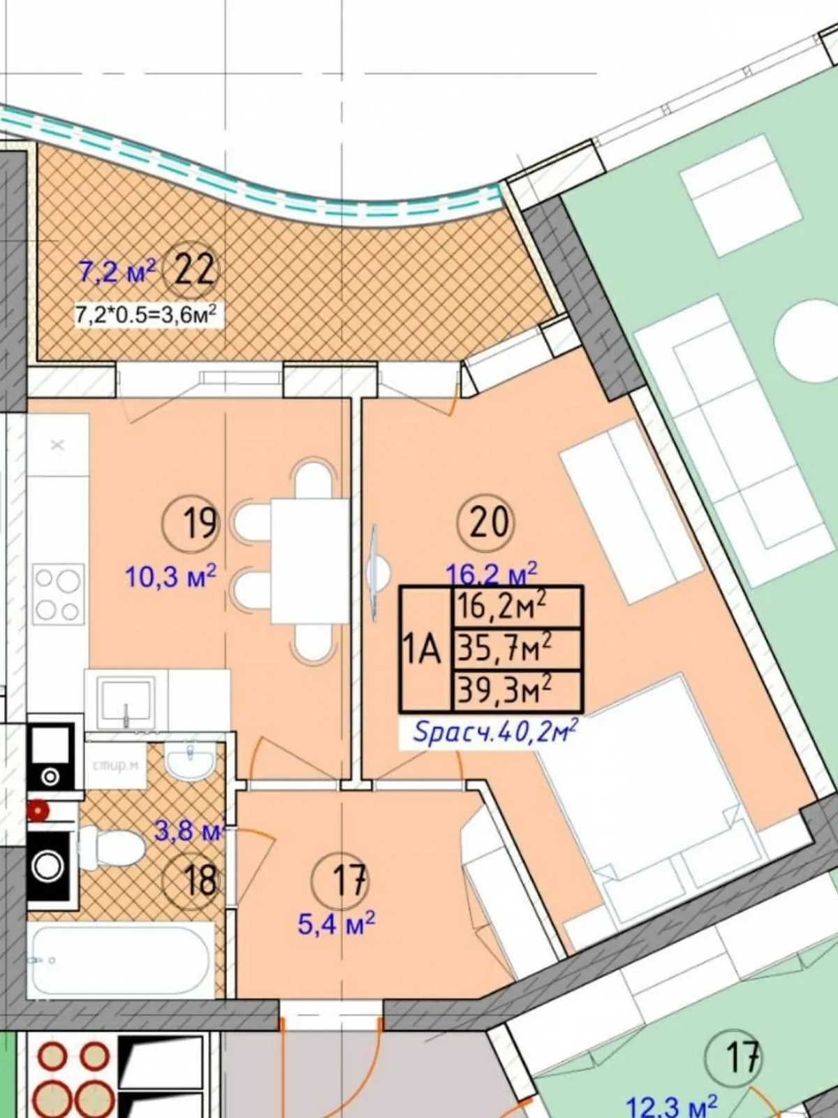 Продается 1-комнатная квартира 41.1 кв. м в Одессе, Фонтанская дор.