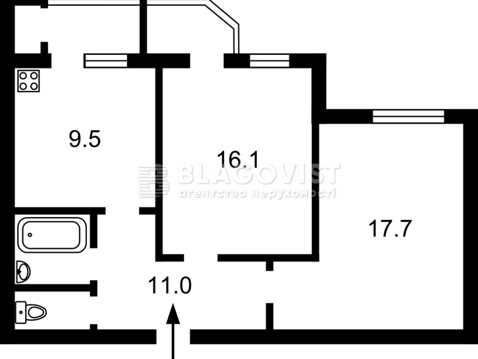 Продается 2-комнатная квартира 63.2 кв. м в Киеве, ул. Анны Ахматовой, 35Б